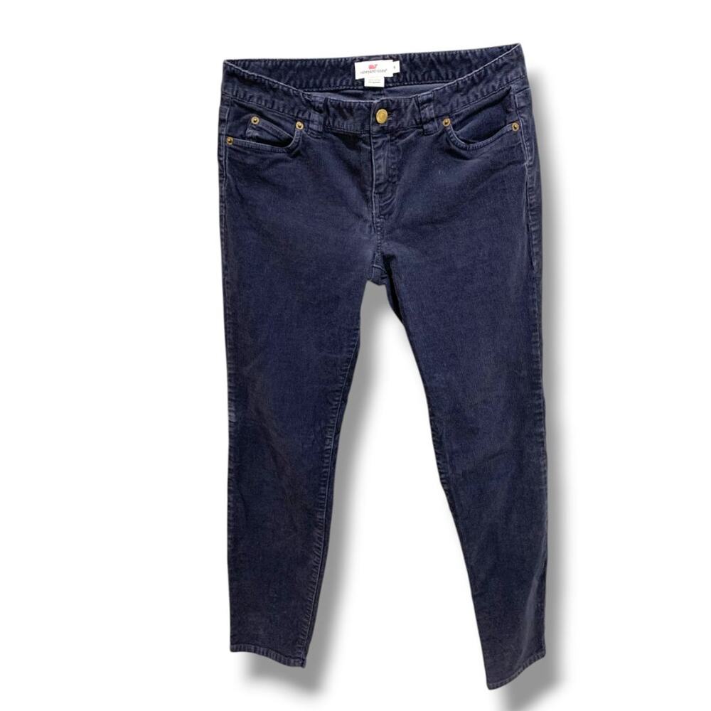 Size 4 Vineyard Vines Womens Navy Blue Corduroy Pants 28" Inseam Tapered